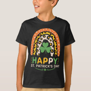Camiseta Feliz día de San Patricio Lindos Leopardos Arcoíri