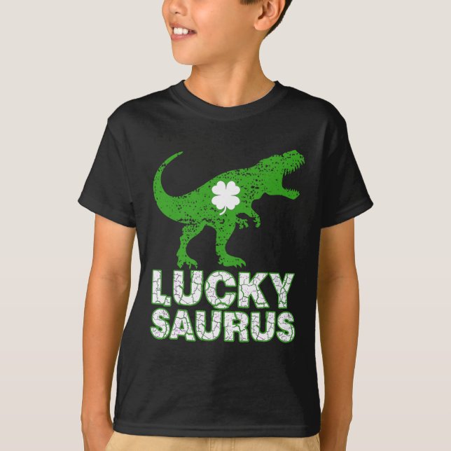 Camiseta Feliz día de San Patricio Luckysaurus Dinosaurio S (Anverso)
