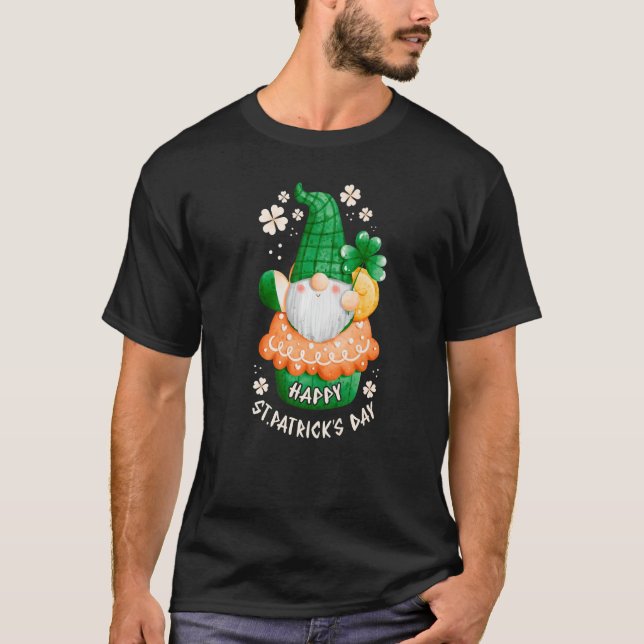 Camiseta Feliz Día de San Patricio, pequeño gnomo en muffin (Anverso)