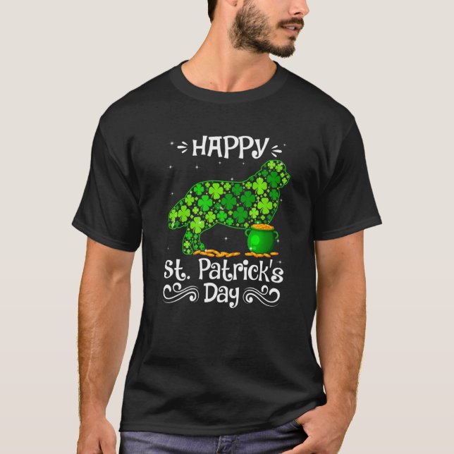 Camiseta Feliz Día de San Patricio, perros de Terranova Sha (Anverso)