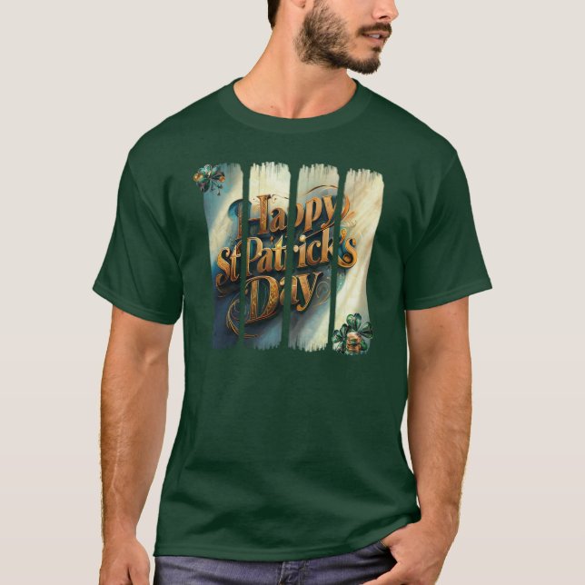 Camiseta Feliz Día de San Patricio Pincel Vertical (Anverso)