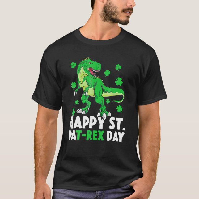 Camiseta Feliz Día de San Patricio por los Dinosaurios Rex (Anverso)