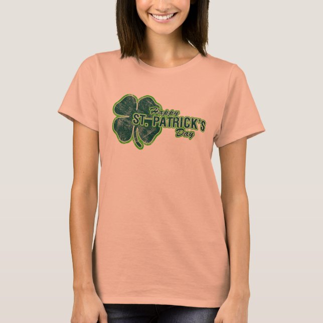 Camiseta Feliz Día de San Patricio, Shamrock Grunge T-Shirt (Anverso)