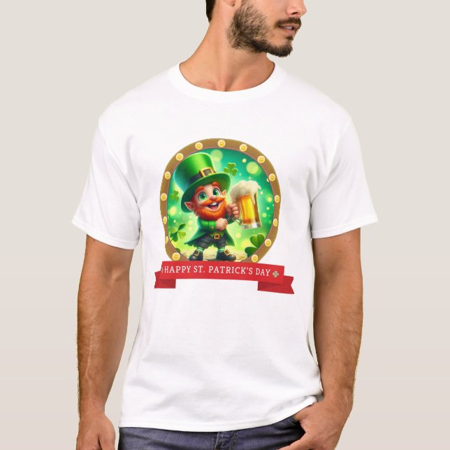 Camiseta Feliz Día de San Patricio, Shamrocks Leprechaun (Anverso)