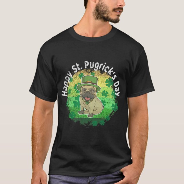 Camiseta Feliz día de San Patricio St Pugricks Pug Atardece (Anverso)