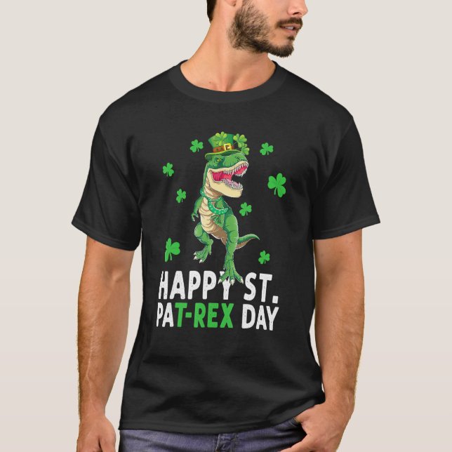 Camiseta Feliz Día de San Patricio T Rex San Patricio Dinos (Anverso)