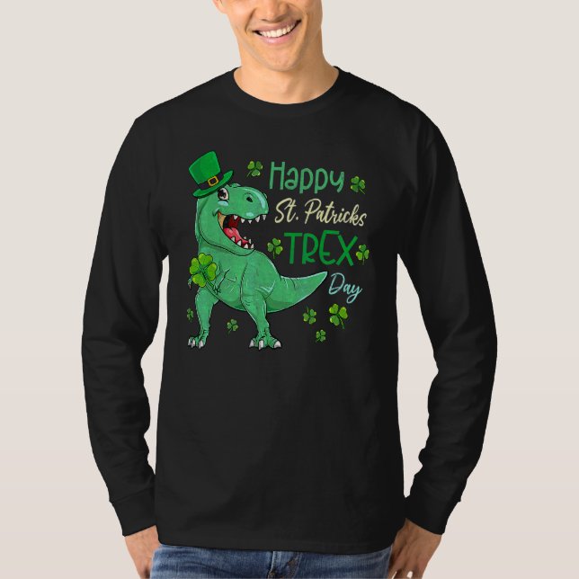 Camiseta Feliz Día de San Patricio T Rex San Patricio Dinos (Anverso)