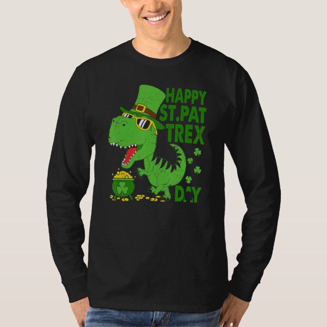 Camiseta Feliz Día de San Patricio T Rex San Patricio Dinos (Anverso)