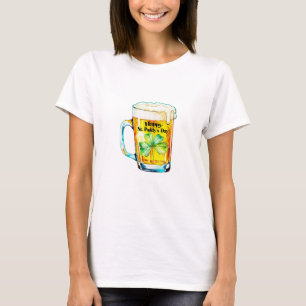 Camiseta Feliz día de San Patricio Taza de cerveza Trébol O