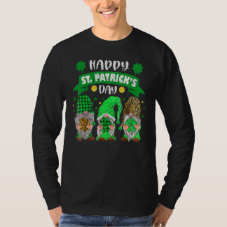 Camiseta Feliz Día de San Patricio Tres Gnome Shamrock Leop