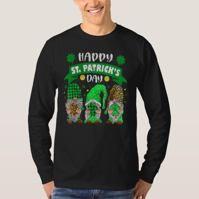 Camiseta Feliz Día de San Patricio Tres Gnome Shamrock Leop (Anverso)
