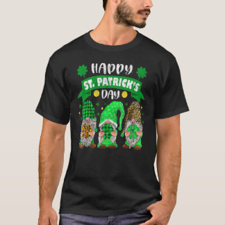 Camiseta Feliz Día de San Patricio Tres Gnome Shamrock Leop