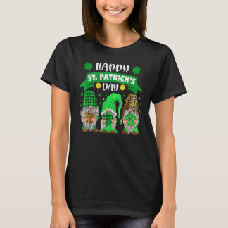 Camiseta Feliz Día de San Patricio Tres Gnome Shamrock Leop