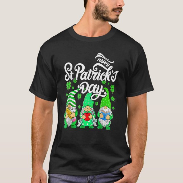 Camiseta Feliz Día de San Patricio tres gnomos Shamrock Ess (Anverso)