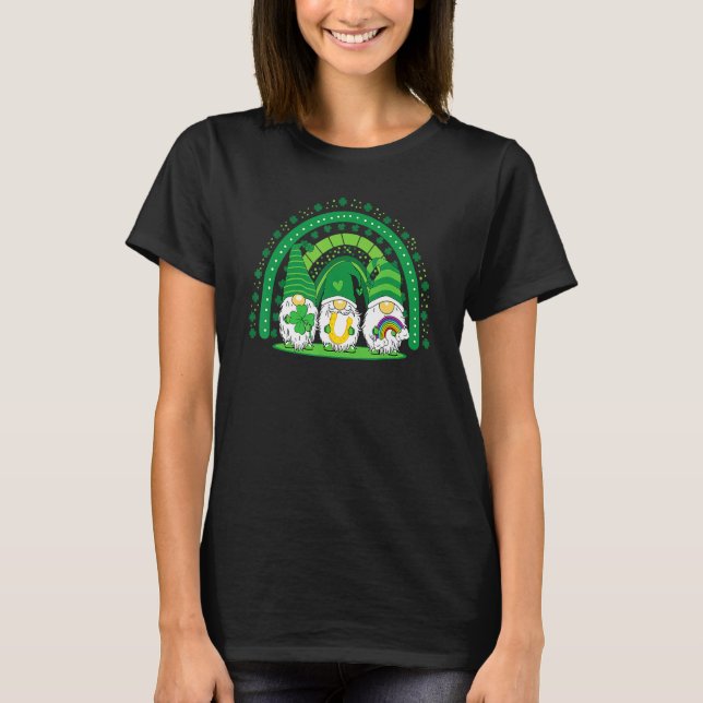 Camiseta Feliz Día de San Patricio tres gnomos Shamrock Rai (Anverso)