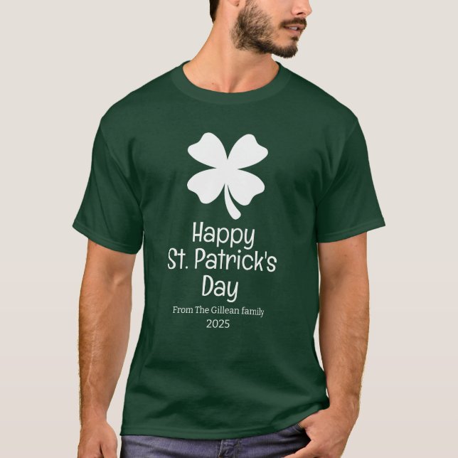 Camiseta Feliz Día de San Patrick, familia de Shamrock verd (Anverso)