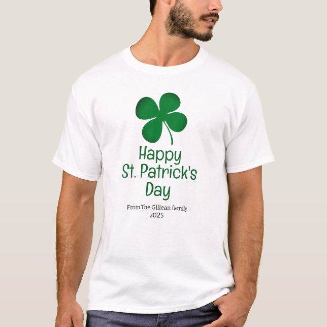 Camiseta Feliz Día de San Patrick, familia de Shamrock verd (Anverso)