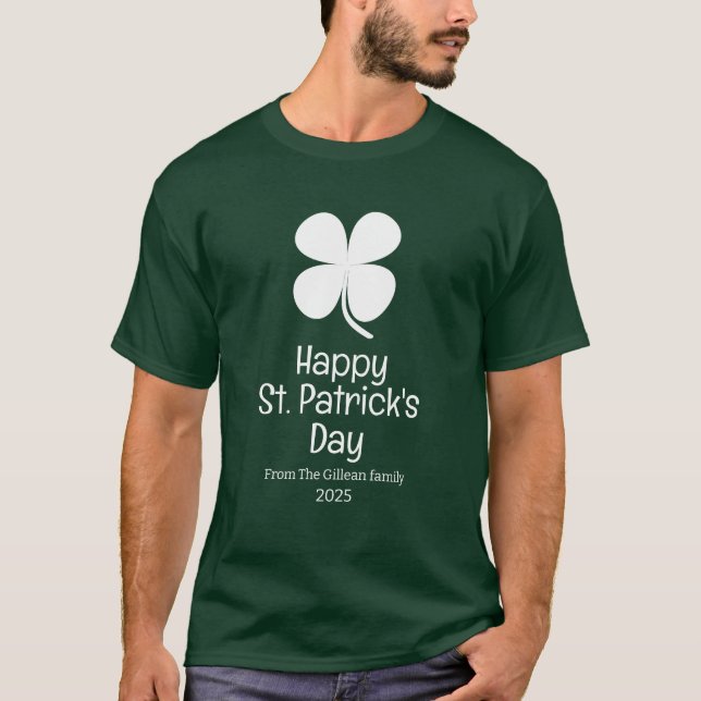 Camiseta Feliz Día de San Patrick, familia de Shamrock verd (Anverso)