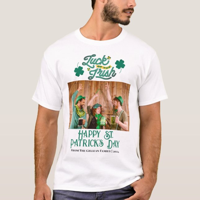 Camiseta Feliz Día de San Patrick, foto de la familia Shamr (Anverso)