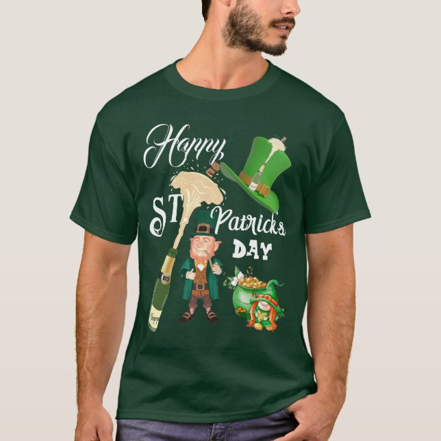 Camiseta Feliz Día de San Patrón Gorra afortunado Leprechau (Anverso)