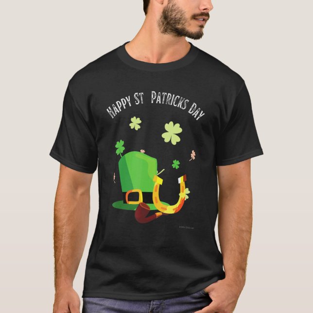 Camiseta Feliz Día de San Patrón gorra Verde Tubo de herrad (Anverso)