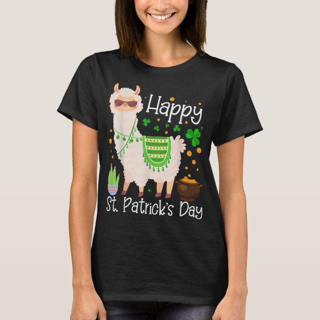 Camiseta Feliz Día de San Patrón Llama a papá mamá Chica (Anverso)
