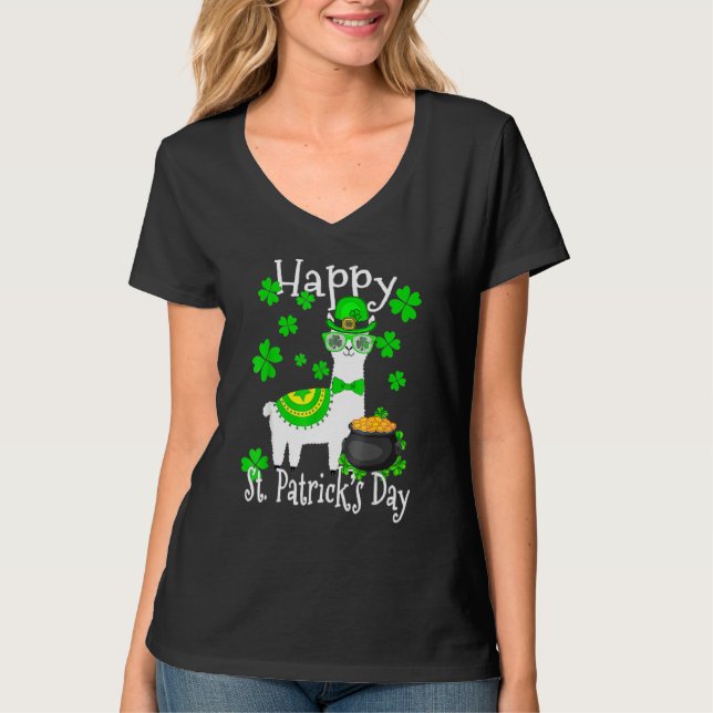 Camiseta Feliz Día de San Patrón Llama a papá mamá Chica af (Anverso)