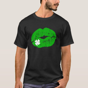 Camiseta Feliz Día de San Patrón Mujeres Shamrock Green Lit