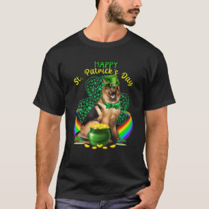 Camiseta Feliz Día de San Patrón Pastor Alemán Leprechaun S