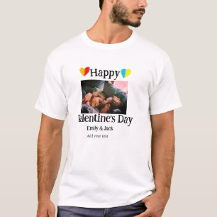 Camiseta Feliz Día de San Valentín agregar foto de nombre d