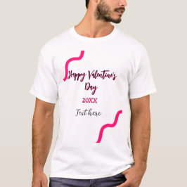 Camiseta Feliz día de San Valentín aguda espiral negra rosa