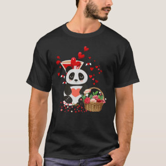 Camiseta Feliz Día de San Valentín amor Cesta de Panda