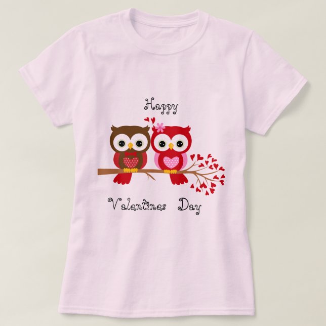 Camiseta Feliz día de San Valentín amor de búho (Diseño del anverso)