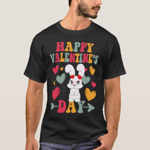 Camiseta Feliz Día de San Valentín Bunnie Heart Love Groovy