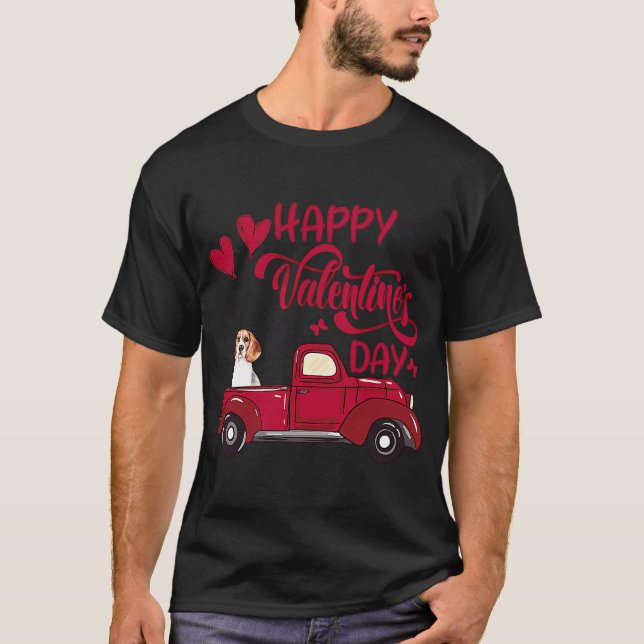 Camiseta Feliz Día de San Valentín Camión Corazón llevando  (Anverso)