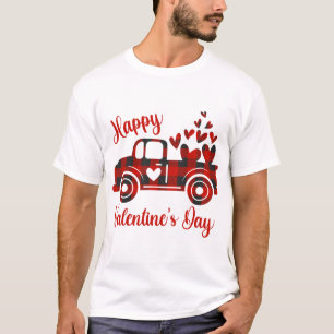 Camiseta Feliz Día de San Valentín Camión Rojo Corazón Cora