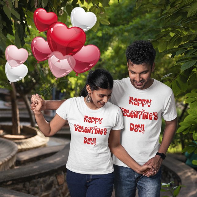 Camiseta Feliz Día de San Valentín con corazones (Happy Valentine's Day with Hearts Unisex -Shirt)