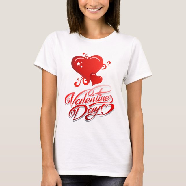 Camiseta feliz día de San Valentín con corazones rojos (Anverso)