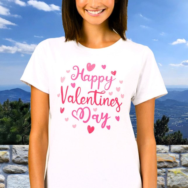 Camiseta Feliz Día de San Valentín con corazones rosas (Subido por el creador)
