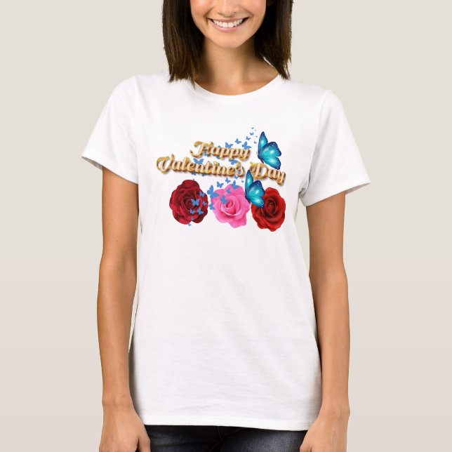 Camiseta Feliz día de San Valentín con mariposa (Anverso)