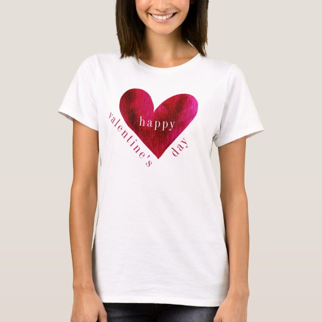 Camiseta Feliz Día de San Valentín | Corazón acuarela (Anverso)