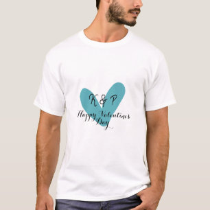 Camiseta Feliz día de San Valentín corazón turquesa nombre
