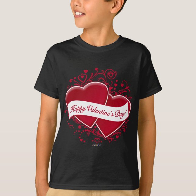 Camiseta  ¡Feliz Día de San Valentín!Corazones rojos (Anverso)
