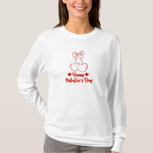 Camiseta Feliz día de San Valentín diseño de amor de cereza
