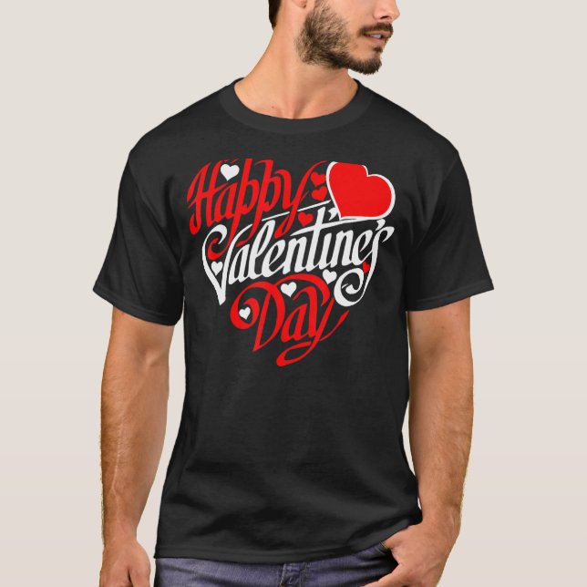 Camiseta Feliz Día de San Valentín Forma de corazón (Anverso)