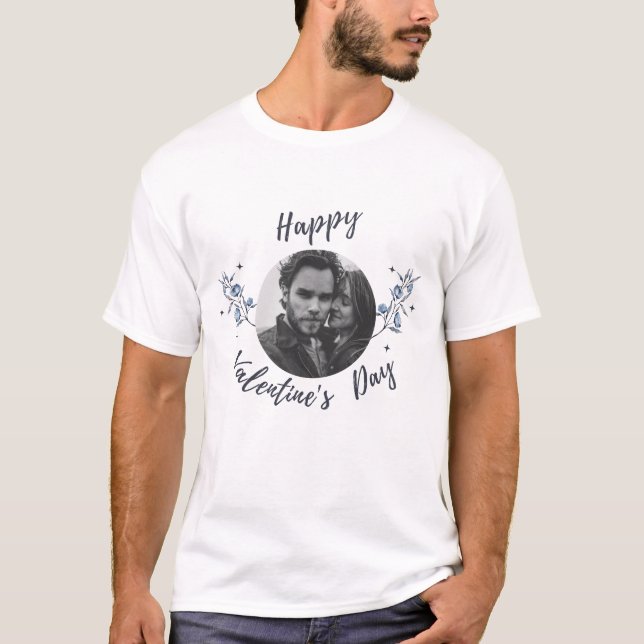 Camiseta Feliz Día de San Valentín|Foto de pareja|Flores (Anverso)