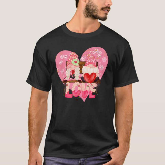 Camiseta Feliz Día de San Valentín Gnome Amo Funny Hombres  (Anverso)