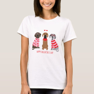 Camiseta Feliz Día de San Valentín grandes perros daneses