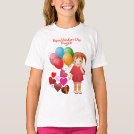 Camiseta Feliz Día de San Valentín Hija Globos Corazones