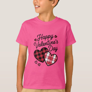 Camiseta Feliz día de San Valentín Leopardo Cuadros Corazón